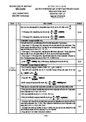 Đáp án đề thi tuyển sinh vào Lớp 10 THPT chuyên Bắc Giang môn Vật lý - Năm học 2018-2019 - Sở giáo dục và đào tạo Bắc Giang